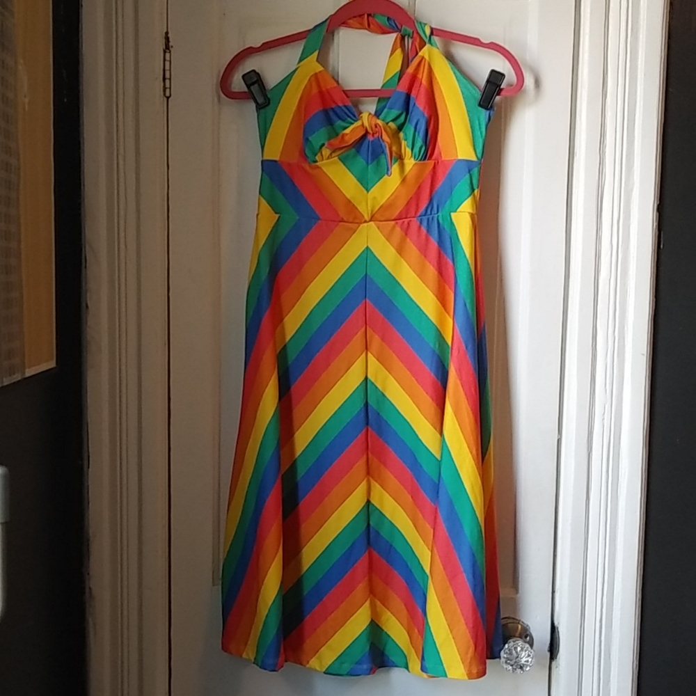 Modcloth Rainbow halter dress size M